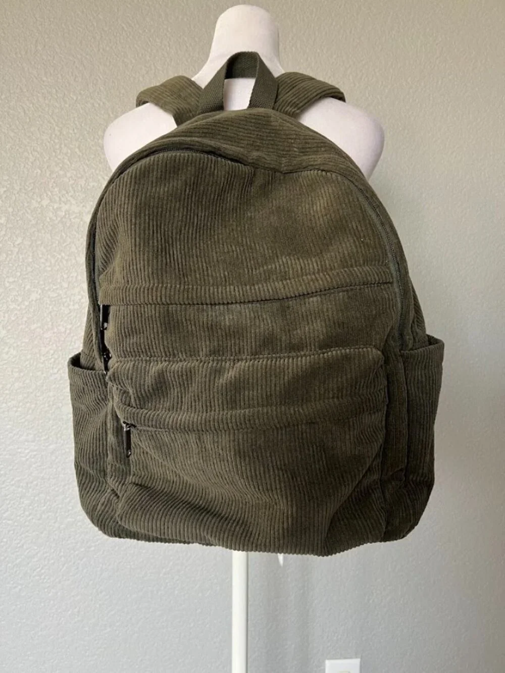 Wild Fable Corduroy Olive Green Casual Backpack School Bag